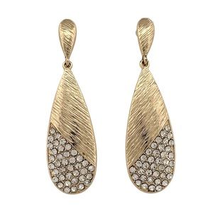 NWT - Gold Toned Pavé Teardrop Dangle Earrings